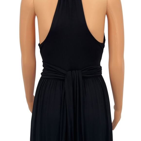 NWT Hyacinth House Tuckernuck Black Halter Maxi Dress Small Tie Waist Jersey - Picture 8 of 13